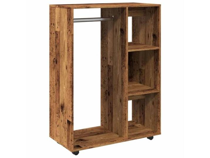 smnyxs Kleiderschrank, altes Holz, 80 x 40 x 110 cm, aus technischem Holz Offenes Fach, Seitenablagen mit 3 Ebenen, Rollen, Wandbefestigung inklusive, glatte Oberfläche