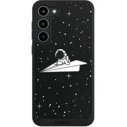 Nivocase Handyhülle für Samsung Galaxy S23+ Hülle NIVOpure Case Schwarz Astronaut Comic Papier (Samsung Galaxy S23+), Smartphone Hülle, Schwarz