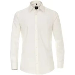 Businesshemd VENTI "VENTI Businesshemd uni", Herren, Gr. 45, Normalgrößen, weiß (weißbeige), 100% Baumwolle, unifarben, schmal, Hemden