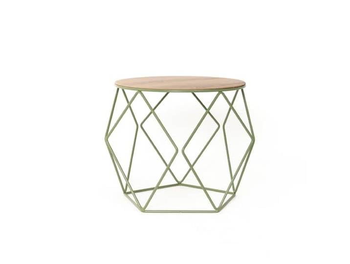 MYWIRE® Couchtisch Sanna - großer runder Couchtisch aus Holz & Metall, Ø 44 cm, Industrial Design, robuster Beistelltisch für Wohnzimmer (Einzel Groß, Resedagrün)