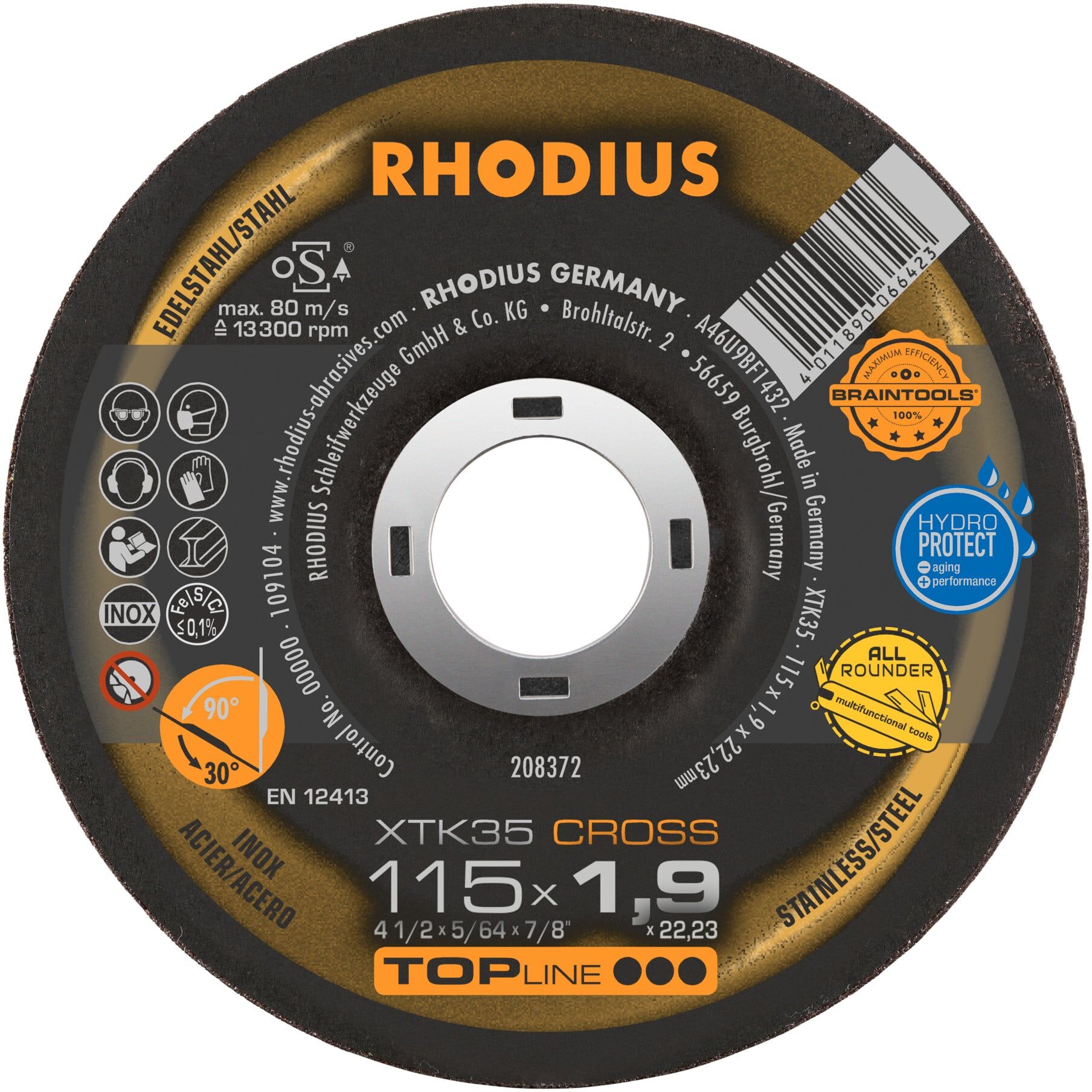RHODIUS TOPline XTK35 CROSS Extradünne Trennscheibe 115 x 1,9 x 22,23 mm (208372)