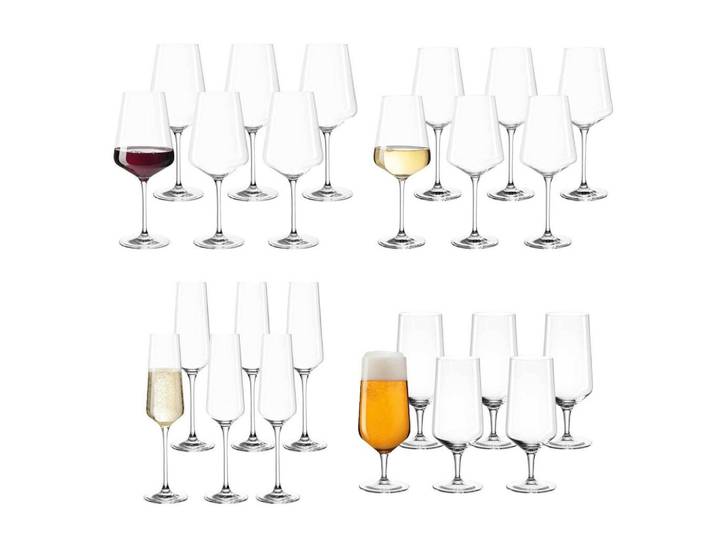 Leonardo Living Gläserset Puccini transparent 24er Set, Transparent, Glas, Gläser, Gläsersets