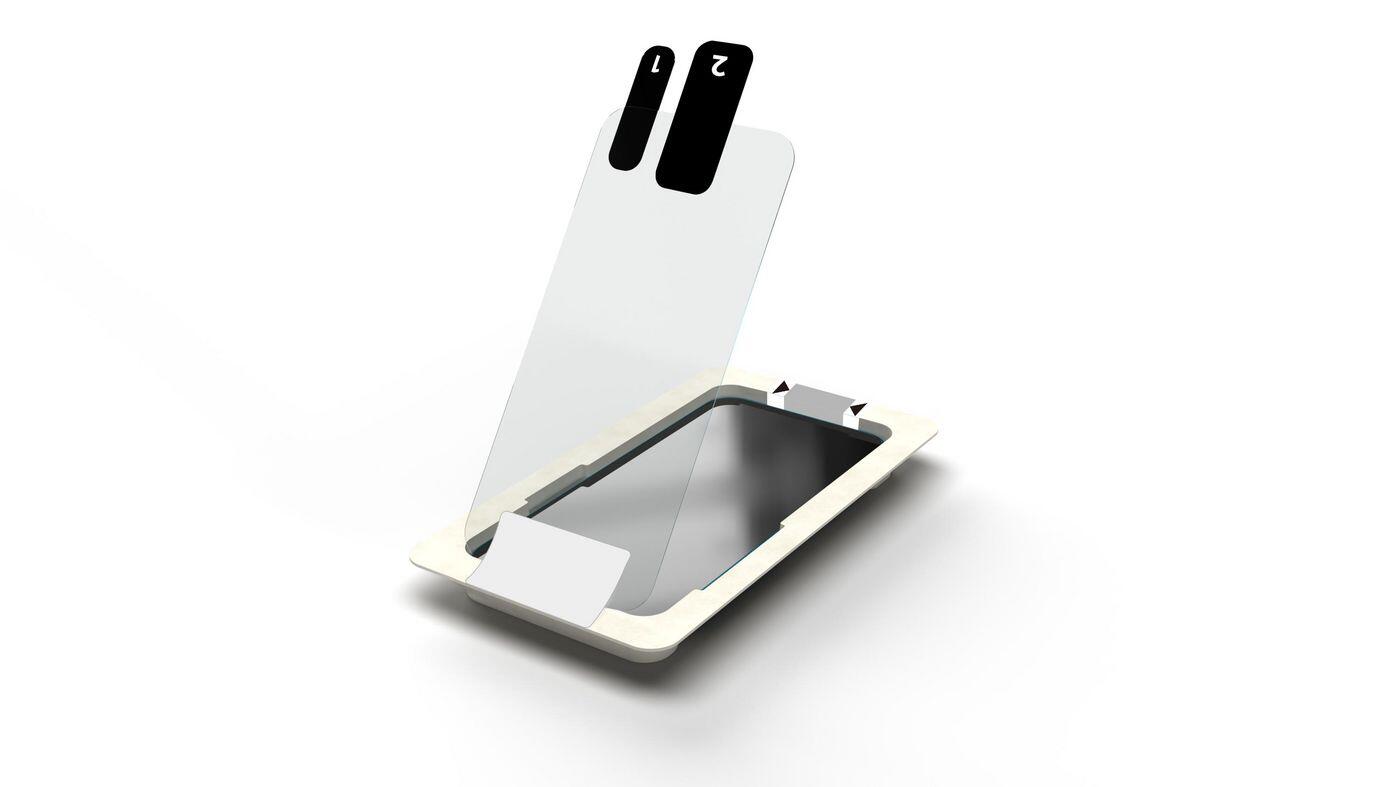 eSTUFF Titan Shield Screen Protector with mounting frame for iPhone 17e/16e/14/13 Pro/13 - Clear ES560155