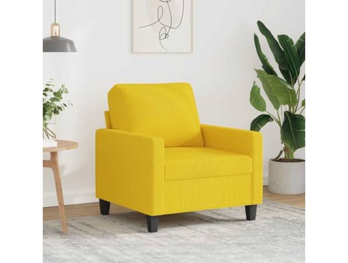 HEFZGDB Heller gelber Sessel 60 cm Stoff Bezug strapazierfähig atmungsaktiv Metallgestell robust bequem gepolsterte Sitzfläche Armlehnen Rückenkissen modernes Design Wohnzimmer