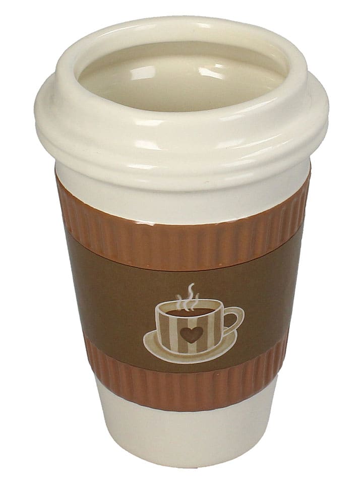 Kersten Blumentopf ''Coffee Cup'' in Creme/ Braun - (H)16,5 x Ø 11 cm - onesize