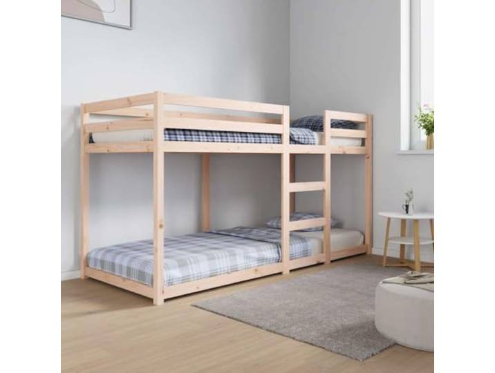 Massives Kiefernholz mit Sicherheitsgeländer Platzsparend 80 x 200 cm Braun Etagenbett 80x200 cm Massivholz Kiefer Kinderbett Hochbett mit Rausfallschutz Platzsparend für kleines Zimmer