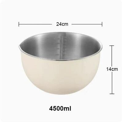 Inspired Living 304 Stainless Steel Mixing Bowls Set With Non Slip Base (1.5L 2.5L 4.5L) For Baking, Salad, And Meal Prep white 4.5l