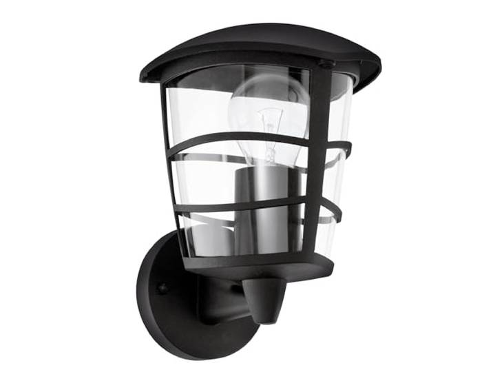 Eglo Applique murale extérieure Aloria\, lampe murale 1 flamme\, en aluminium moulé et plastique\, couleur noire\, douille E27\, indice de protection IP44