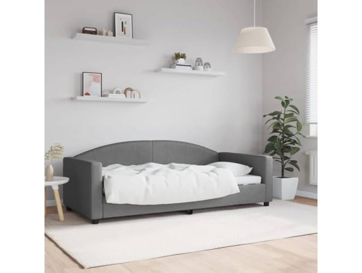 WDGJJFECNMUEHI 2 in 1 Tagesbett Stoff Schlafsofa Gästebett Grau 90x190 cm Tagesbett Dunkelgrau 90x190 cm Stoff 2-in-1 Schlafsofa mit Metallgestell und Massivholz, Gästebett Tagsüber Sofa Nachts Bett