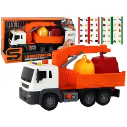 Müllwagen mit Kran-Reibungsantrieb Orange 1:16