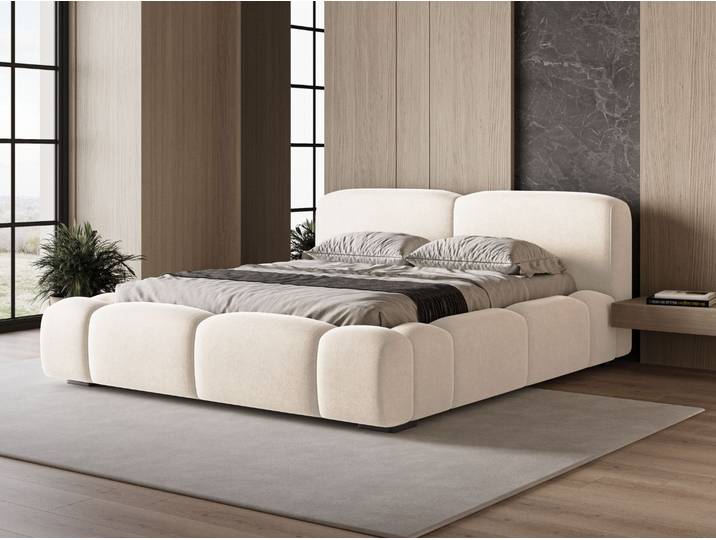 Polsterbett mit Bettkasten und Lattenrost 120x200 Aubi Creme