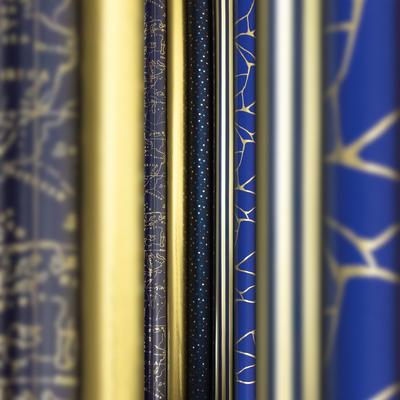 Clairefontaine 30x Geschenkpapierollen Premium 80g 2x0,70m, im Kartondisplay mit 30 Stück, Kollektion Blaue Nacht - Sortierung 212864C