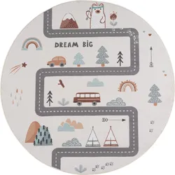 SPIELTEPPICH Waschbar TINO in Creme, mit Straßenkarten-Motiv, Ø 200 cm