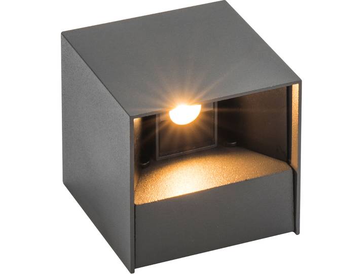 Wandlampe aussen Durant Anthrazit Aluguss B 8 cm IP54 - LED - Lichtfarbe: Warmweiss- LED Energiesparlampe