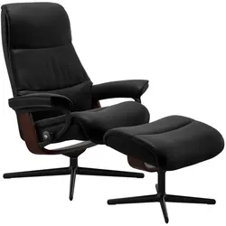 Stressless Sessel mit Hocker View Cross Leder Schwarz Batick Black S (Small)