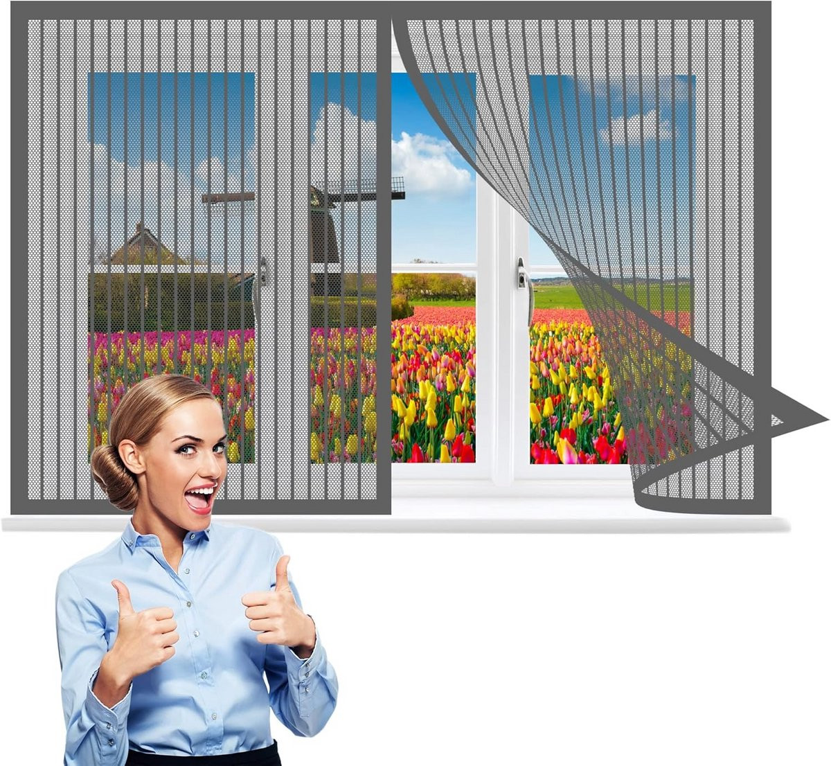 Versterkt insectenhor voor raam tot 170 x 85 cm - Transparant en eenvoudig te installeren
