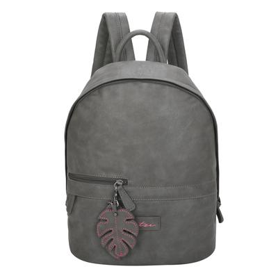 Rucksack FRITZI AUS PREUSSEN "Hoja Fritzi07", Damen, Gr. onesize, anthrazit, 58% Polyester, 42% Polyurethan, unifarben, Rucksäcke Rucksack, mit Anhänger in Blätterform