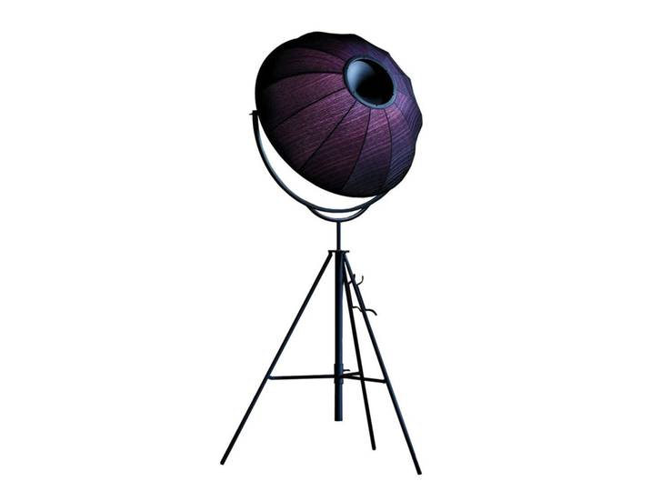 PALLUCCO FORTUNY lampadaire (Kieffer Rubelli - Lin métallique doré et taffetas plissè noir)