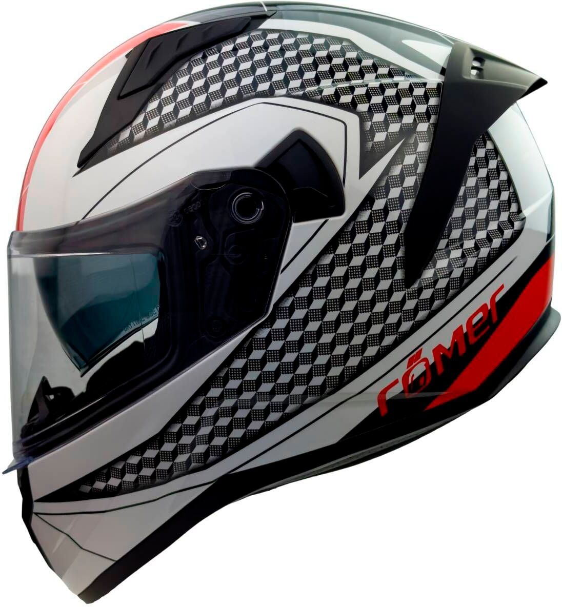 Motorradhelm RÖMER HELME "Integralhelm Eifel" Gr. XS, schwarz-weiß (weiß, schwarz, rot), Helme, XS Kopfumfang: 53cm - 54cm, Motorradhelm, mit integriertem Sonnenvisier