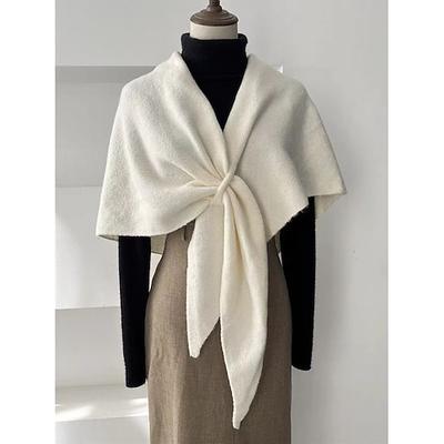 Strickschal aus Wollmischung, dreieckig, kuschelig, warm, einfarbig, ideal für den Winter, zum Halswärmen, für Outdoor-Aktivitäten, Reisen, Büro, als Schulterbedeckung und bequeme Schicht.
