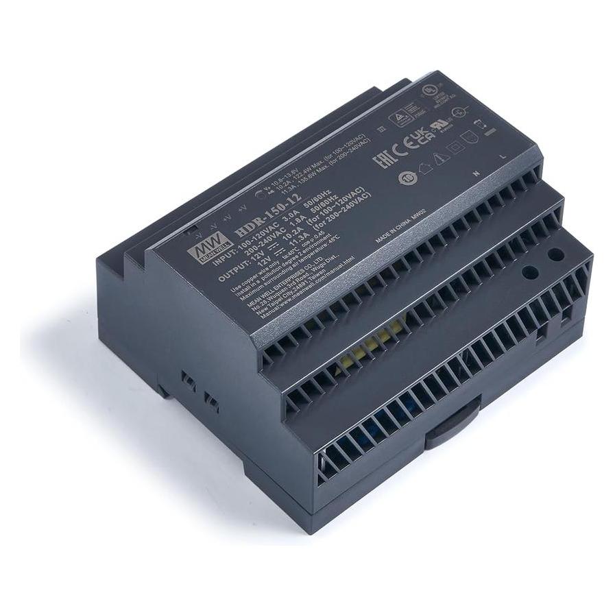 MeanWell ZASILACZ IMPULSOWY NA SZYNĘ DIN MEAN WELL HDR-150-12 12V/150W/11.3A (5902135317686)