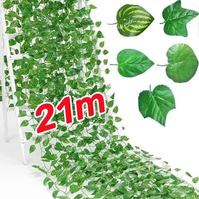 Uplifted Finds 21M Artificial Ivy Vine Garland   Green Leaf Creeper Rattan For Garden & Home green Vines 21m (10 String)