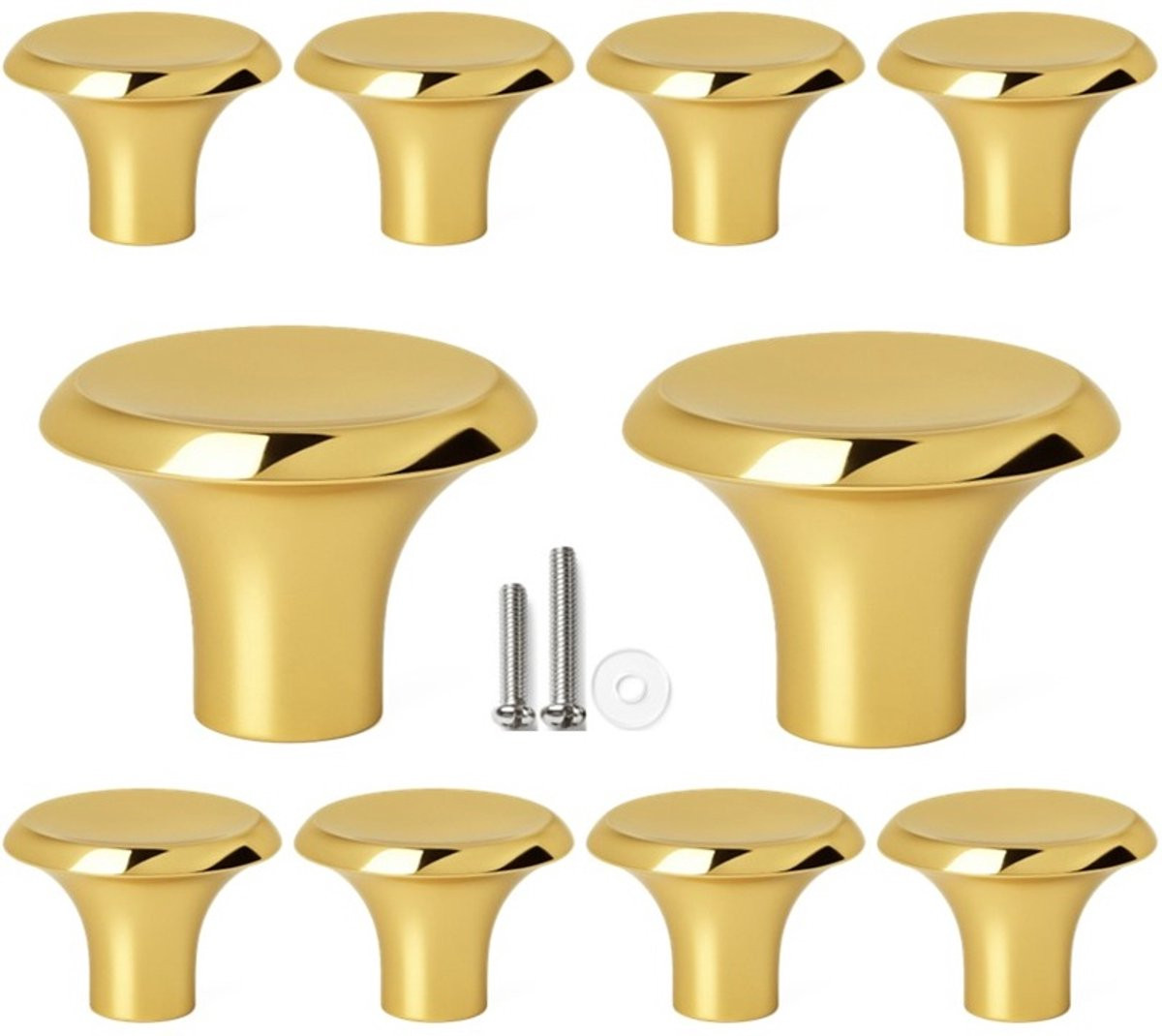 MSQDESIGN Kastknop Goud Glanzend - 10 stuks - Inclusief schroeven