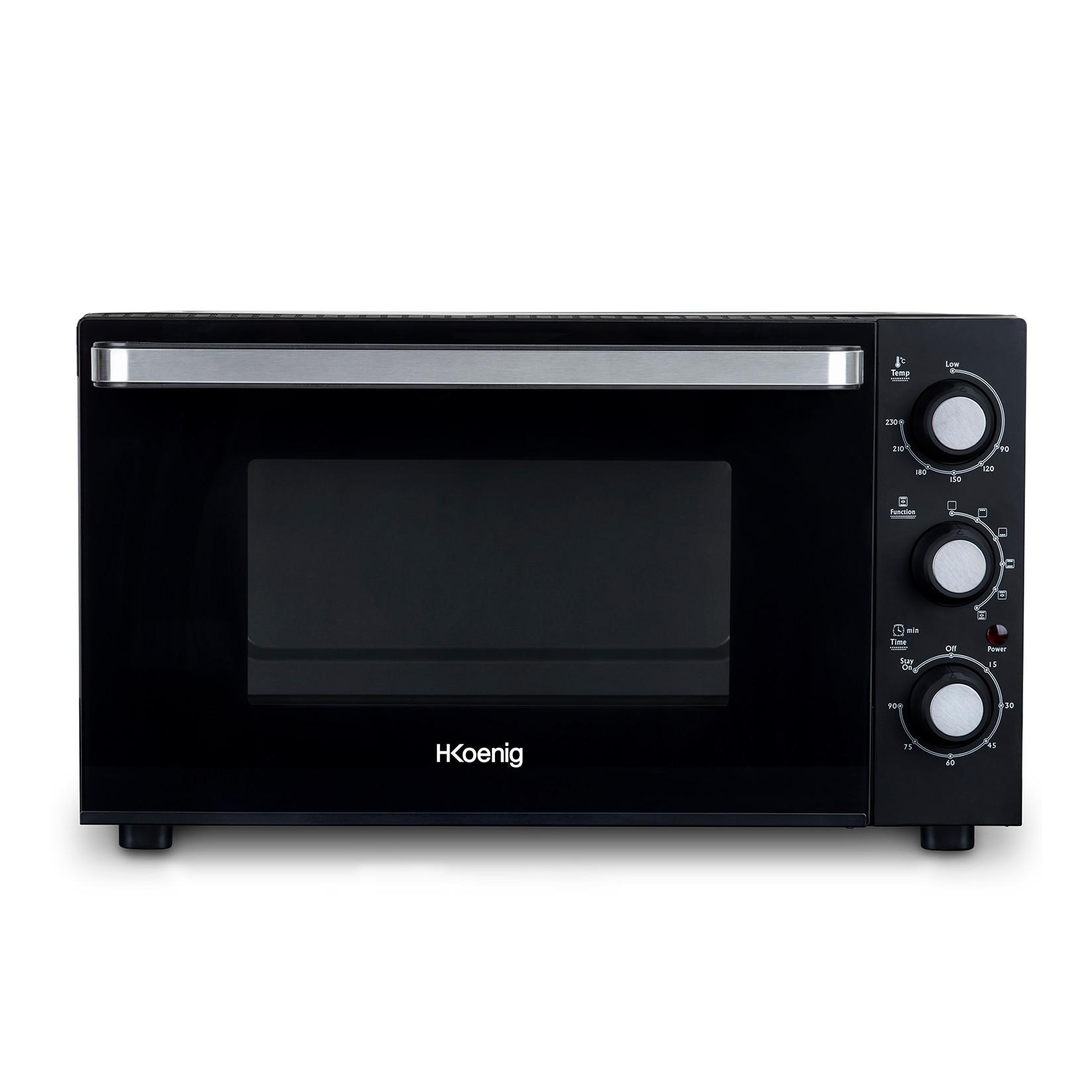 H.Koenig elektrischer Mini-Backofen 30L FO30, Multifunktionell, Leistungsstark 1500W - 6 Modi