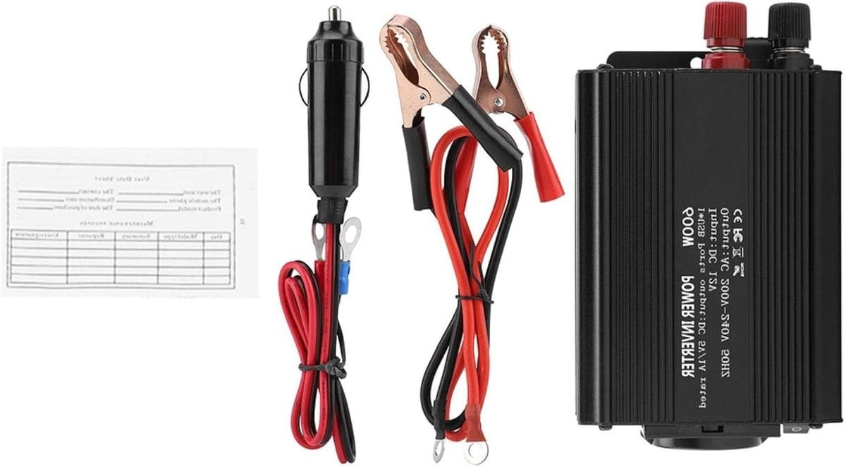 Omvormer 12V naar 220V 600W met USB-poort - Pure Sinus voor Auto, Zonnepaneel en Thuisgebruik