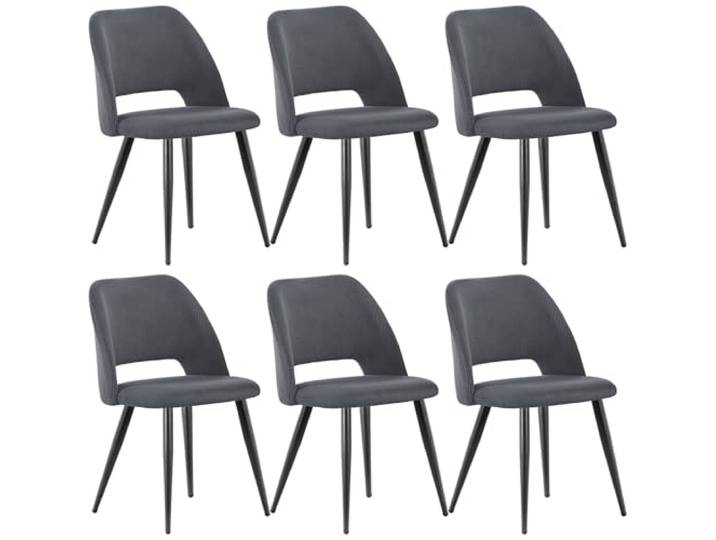 WAFTING Esszimmerstühle aus Cordstoff mit Dickem Schwamm,6er Set,Schwarz Mit dickem Schwamm gepolstert, separaten Metallfüßen, Moderner Polsterstuhl für Esszimmer, Wohnzimmer, Schlafzimmer,Empfang