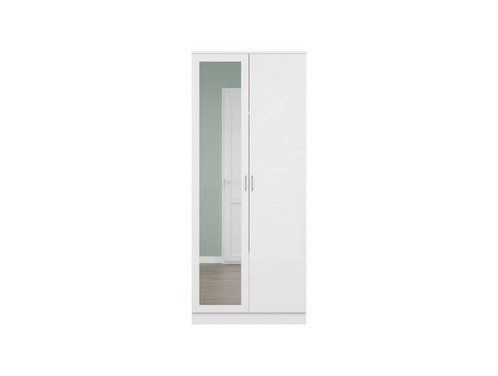 SONNI Drehtürenschrank Kleiderschrank 76x47x180cm mit spiegel und schubladen,hochglanz weiss