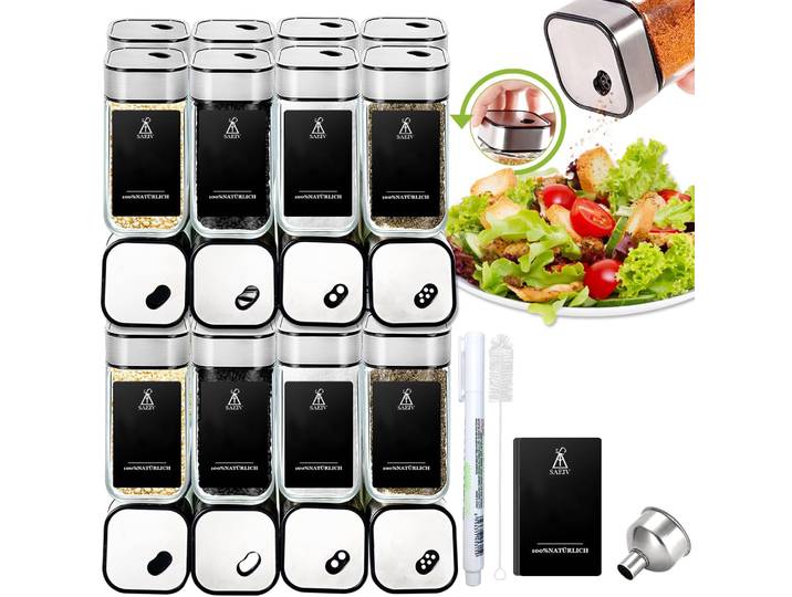 35 pots à épices, 360 ° Récipients à épices rotatifs avec étiquettes, 3 réglages de distribution réglables, rangement d'organisateur de cuisine de 120 ml