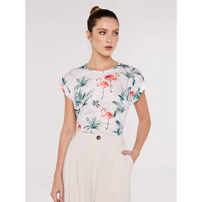 T-Shirt APRICOT "Flamingo Palms Oasis Slub Top", Damen, Gr. M (38), orange, Obermaterial: 100% Polyester PES., gemustert, Tops T-Shirt