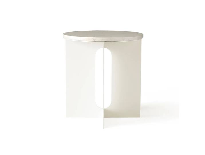 Audo Copenhagen Table d appoint Androgyne Calacatta Viola marbre-ivory acier, Ø42 cm'