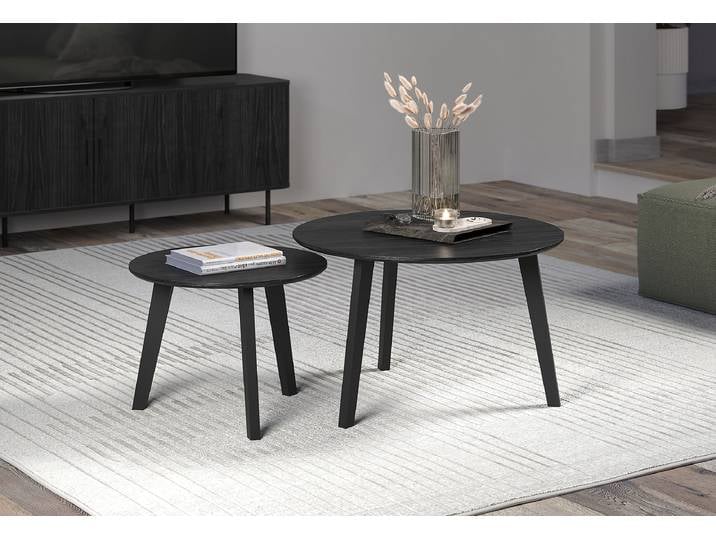 Couchtisch Ronin 2er-Set 50 x 39 x 50cm Schwarz/Esche Schwarz