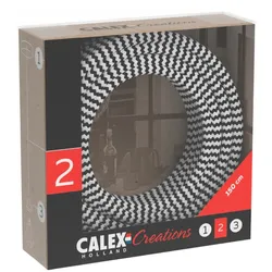 Calex | Textilummanteltes Kabel | 2x0,75mm2 | 1,5M | Schwarz/Weiß | 60W