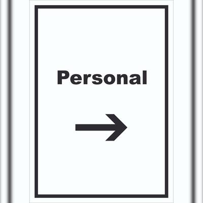 HB-Druck Personal Schild mit Text und Richtungspfeil rechts hochkant A2 (420x594mm)
