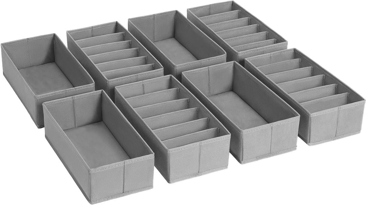 Thijox DIMJ Lade-organizer Set van 8, Grijs, B/D/H: 30 x 15 x 9 cm
