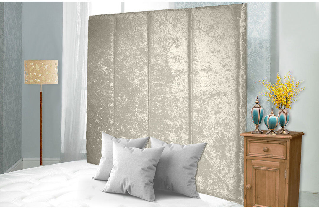 Latitude Run Upholstered Headboard Cream Velvet Kingsize (5')