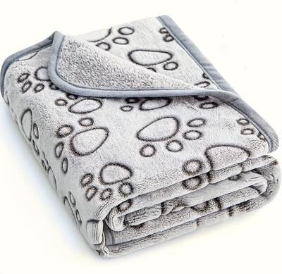 Discount Dollar Deals Fluffy Cartoon Pattern Pet Blanket Soft, Warm Mat For Cats And Dogs gray small