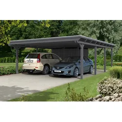 Skan Holz Emsland - Flachdach Doppelcarport aus Leimholz Breite 613 cm Holzcarport