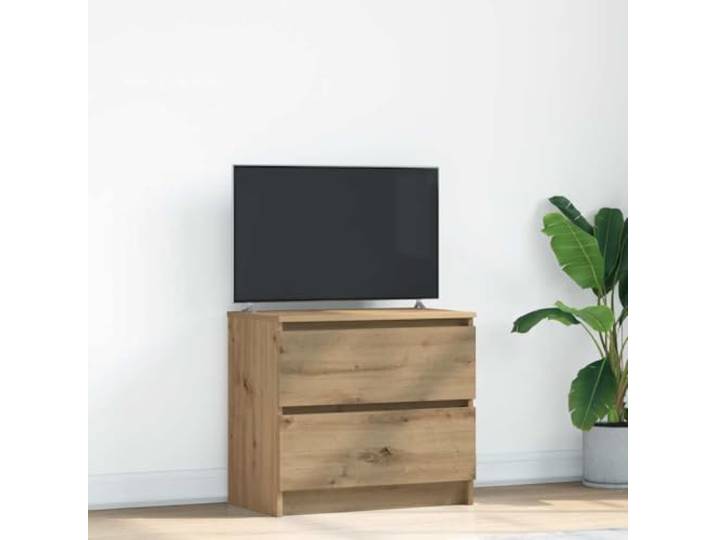 HEFZGDB TV-Schrank Artisan-Eiche 60x35x54 cm Holzwerkstoff mit 2 Schubladen Stauraum für Multimedia-Geräte und Dekoartikel, Stabile Oberplatte für Fernseher, Langlebiges Wohnzimmer