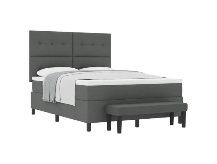 KKgypkn Boxspringbett Dunkelgrau mit Kissen, verstellbares Kopfteil, 160 x 200 cm, Stoff, mittelfeste Matratze, Holzwerkstoffrahmen