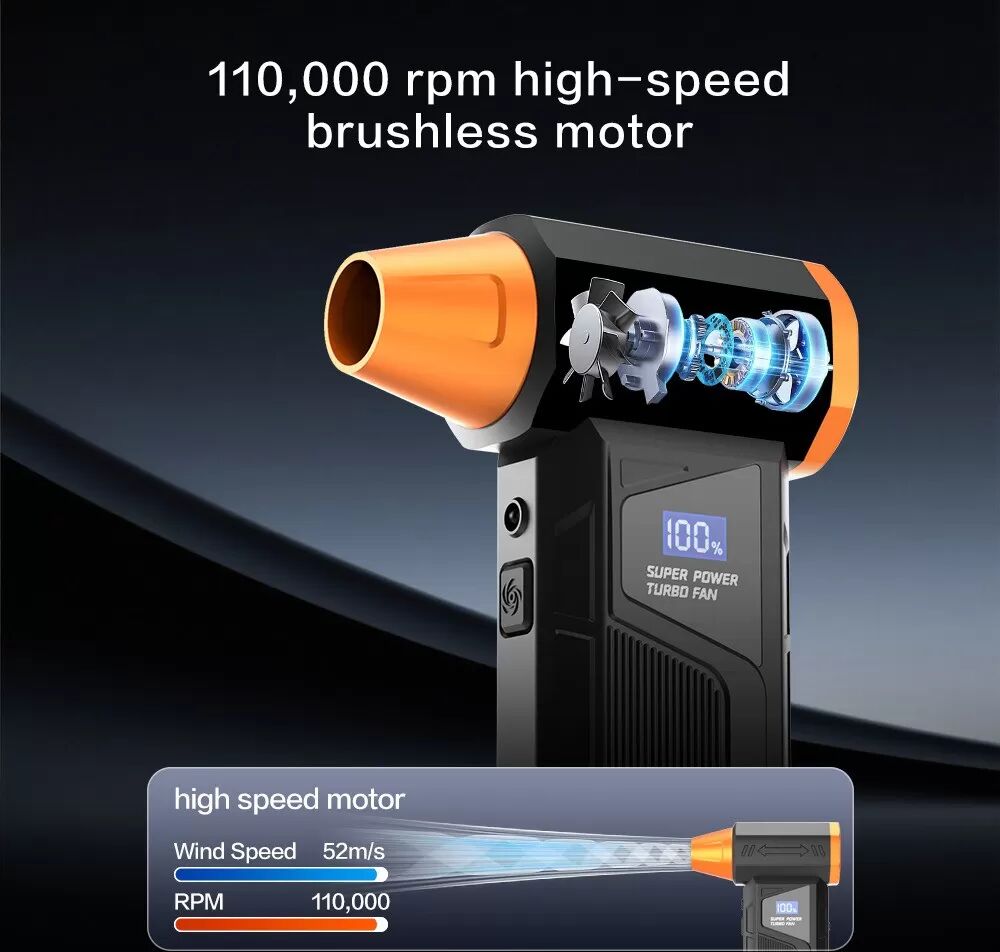INF Handstaubsauger mit LED-Display & einstellbarer Windgeschwindigkeit Orange