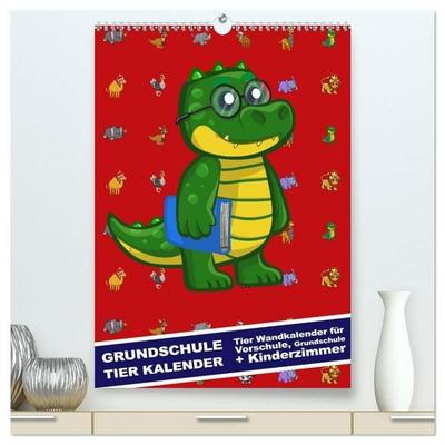 Grundschule Tier Kalender - Tier Wandkalender für Vorschule, Grundschule und Kinderzimmer (hochwertiger Premium Wandkalender 2027 DIN A2 hoch),