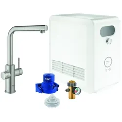 Grohe Blue Professional Spültisch-Einhebelmischer 31326DC2 supersteel, Starter Kit, L-Auslauf, Bluetooth/WIFI