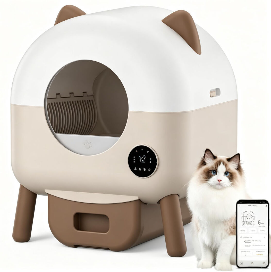 Archie & Oscar Plastic Self-Cleaning Litter Box Beige 66cm H X 55cm W X 50cm D