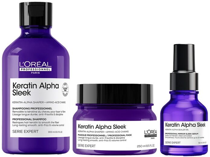 L'Oréal Professionnel Keratin Alpha Sleek Shampoo, Hair Mask & Hair S