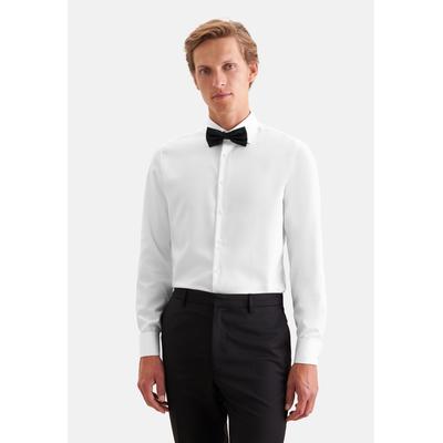 Smokinghemd SEIDENSTICKER, Herren, Gr. L (41), normale Ärmellängen, weiß, 100% Baumwolle, unifarben, slim fit, Doppelmanschette, Hemden, Gala Uni