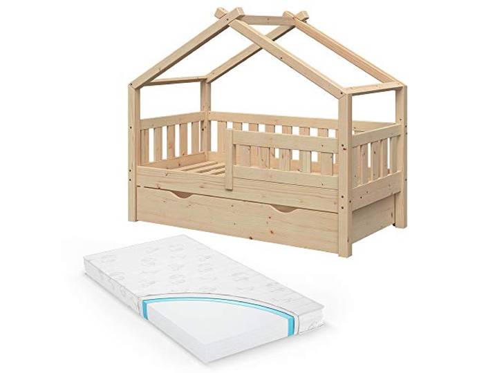 VitaliSpa Hausbett Design, Naturholz, 70x140 cm